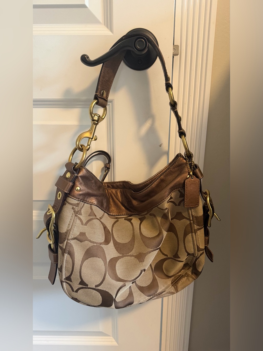 Zoe Signature Hobo Coach Shoulder Bag